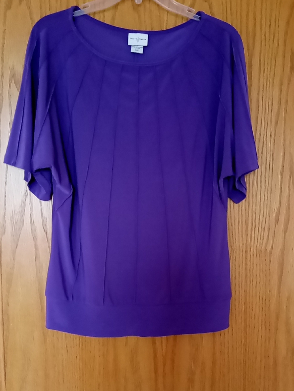 Purple Pleated Short-Sleeve Women's Top